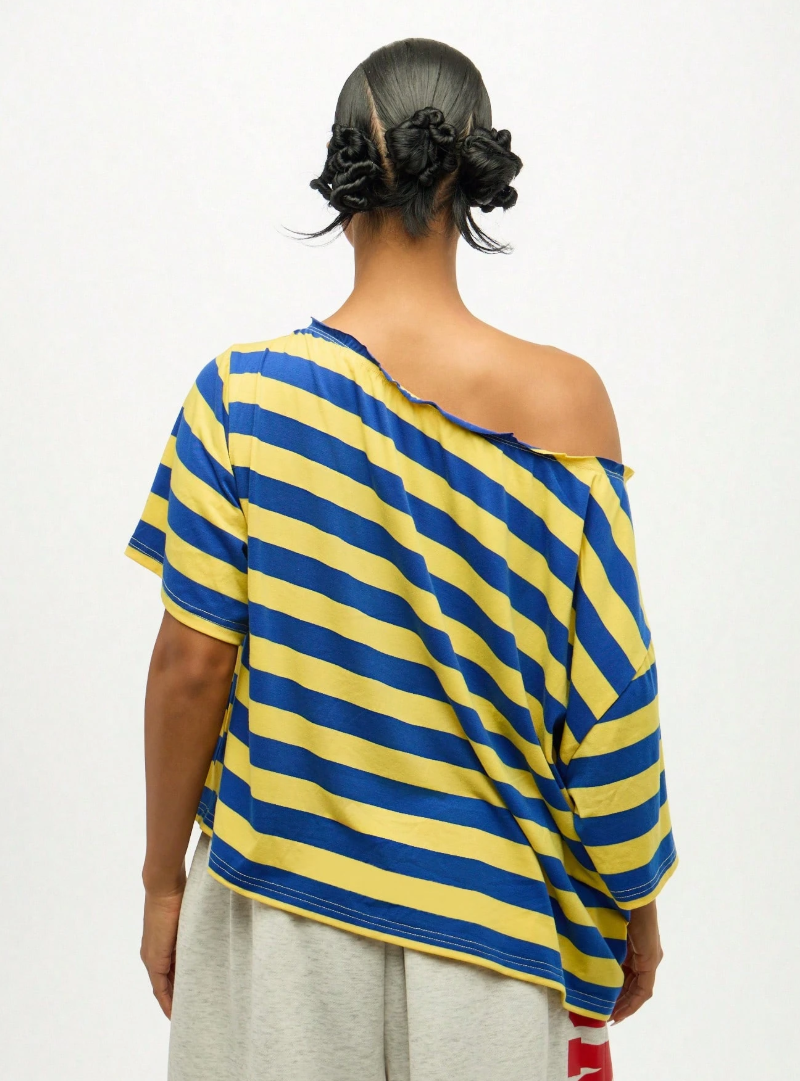 Shoulder Striped Top Casual Summer Fashion Oversized
